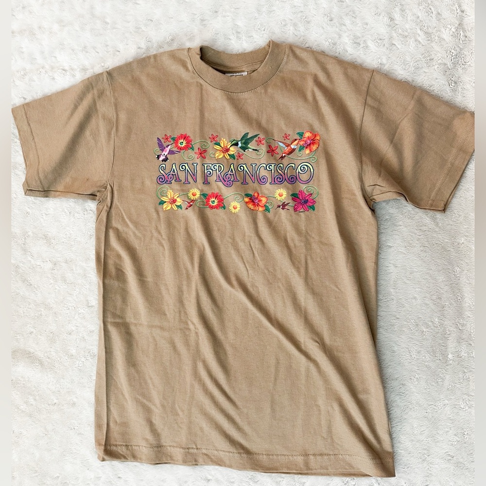 NWOT- VINTAGE Pro Heavy Weight San Francisco Double Stitch Floral Bird Tee Shirt